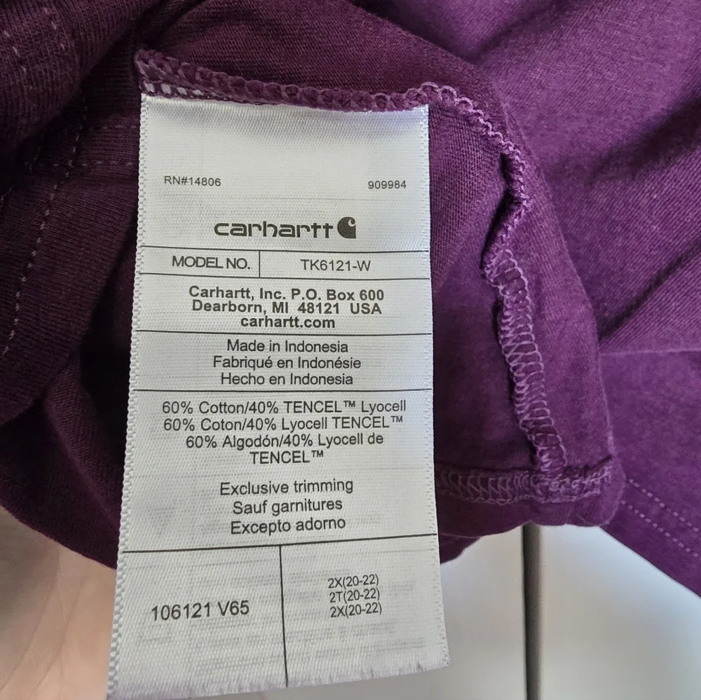 Carhartt Womens Tencel Eggplant Long Sleeve Pocket Shirt - Picture 4 of 5